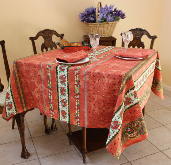 Marat Tradition Rust Square French Tablecloth 150x150cm Made in France