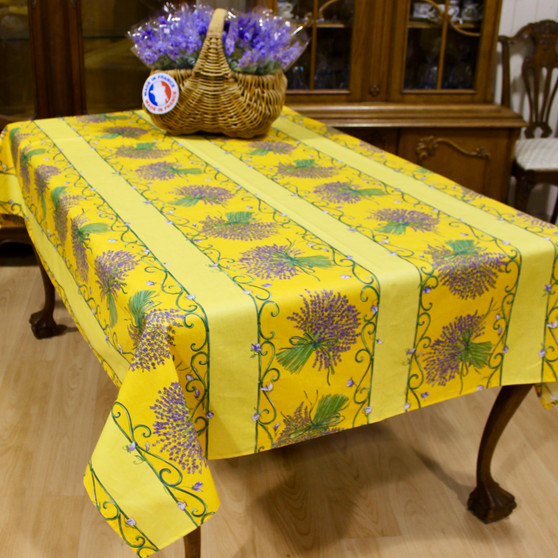 Lavender Yellow French Tablecloth 155x300cm 10Seats Made in France