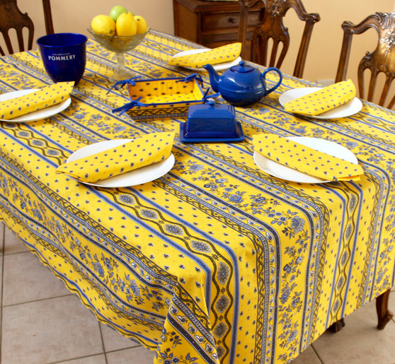 Marat Avignon Yellow French Tablecloth 155x250cm 8Seats COATED Made in France