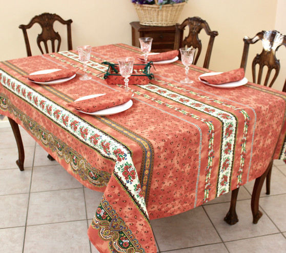 Marat Avignon Tradition Rust French Tablecloth 155x200cm 6Seats COATED Made in France