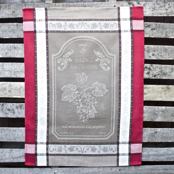 Vignoble Taupe Jacquard Tea Towel Made in France