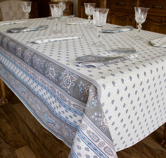  Marat Avignon Bastide Turquoise  French Tablecloth 155x250cm 8Seats Made in France