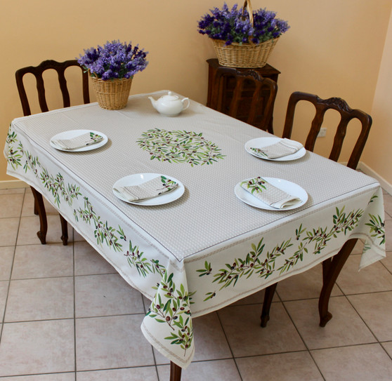 Nyons Ecru French Tablecloth 155x300cm 10Seats  Made in France