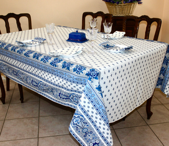 Marat Avignon Bastide WhiteFrench Tablecloth 155x250cm 8Seats Made in France