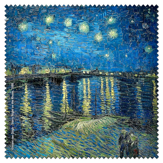 Vincent Van Gogh Starry Night on the Rhone  Microfiber Cleaning Cloth Made in France