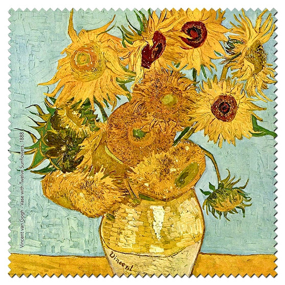 Vincent van Gogh Vase with Twelve Sunflowers Microfiber Cleaning Cloth Made in France
