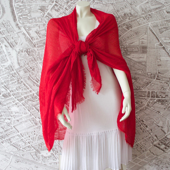 French Riviera Rose Red Shawl-Sarong-Wrap 