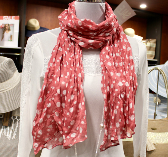 Wrinkle Scarf Polka Pink