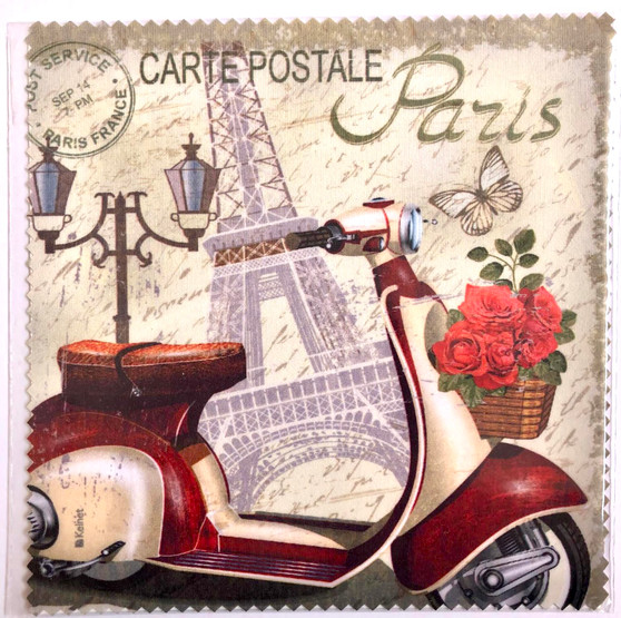 Paris Carte Postale  Microfiber Cleaning Cloth Made in France