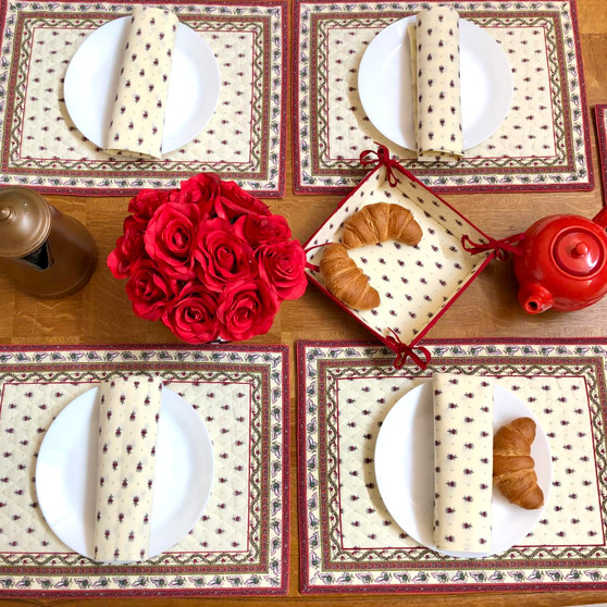 Marat Avignon Ecru Quilted Bordered Placemat Made in France