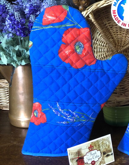 Oven Glove Poppy Blue Made in France