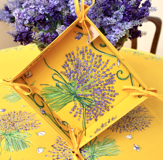 French Bread Basket Lavender Yellow Made in France