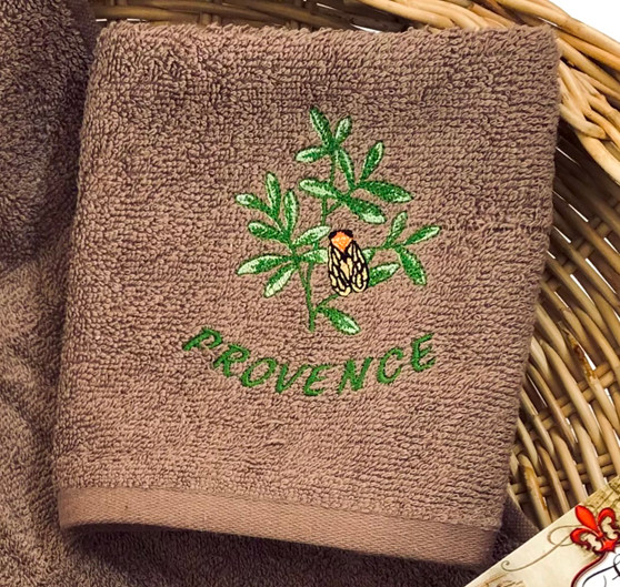 Guest Hand Towel Embroidered Chocolate Cicada