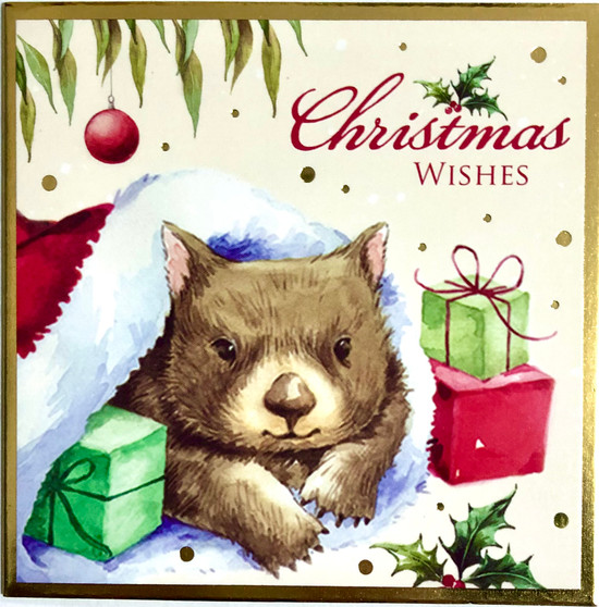 Christmas Card 10x10cm wombat