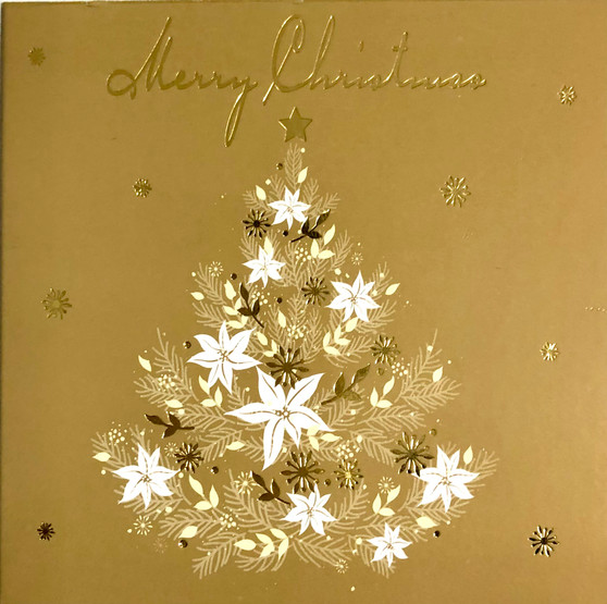 Christmas Card 10x10cm gold tree