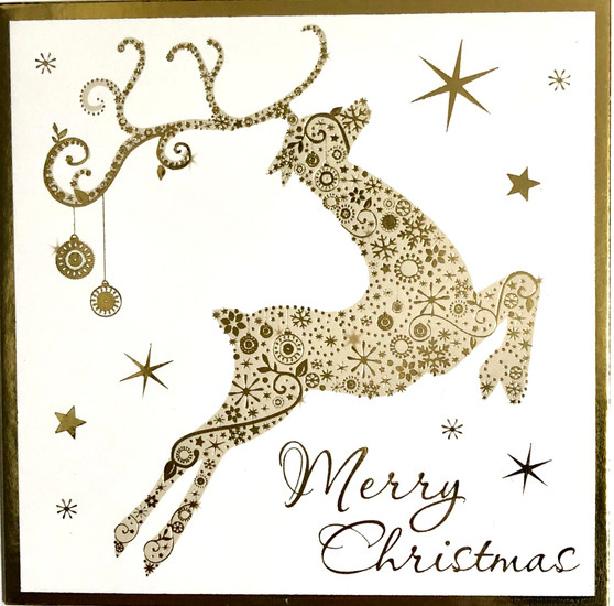 Christmas Card 10x10cm gold deer