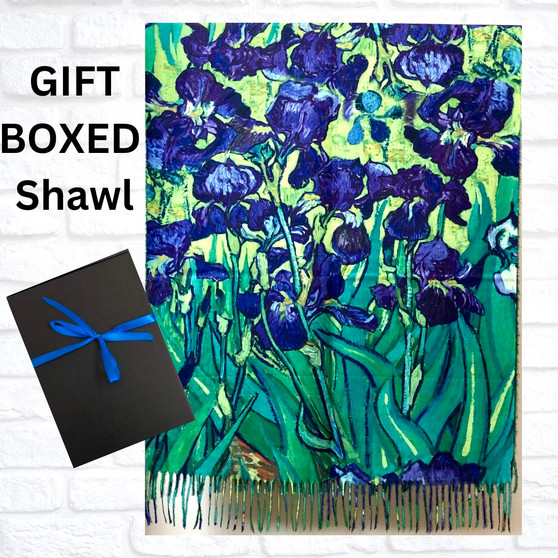 Vincent Van Gogh  Irises Masterpiece Thick Soft Shawl/Wrap in Giftbox