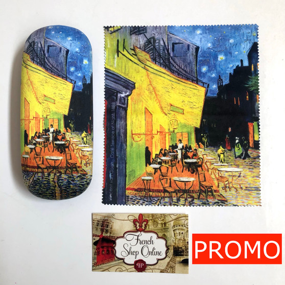 Vincent Van Gogh Cafe Terrace at Night Hard Glasses Case with Microfibre Cloth