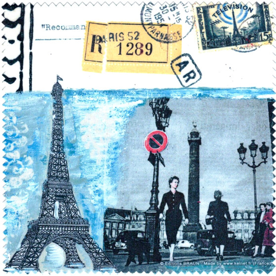 Paris Retro Blue Microfibre Cleaning Cloth Made in France