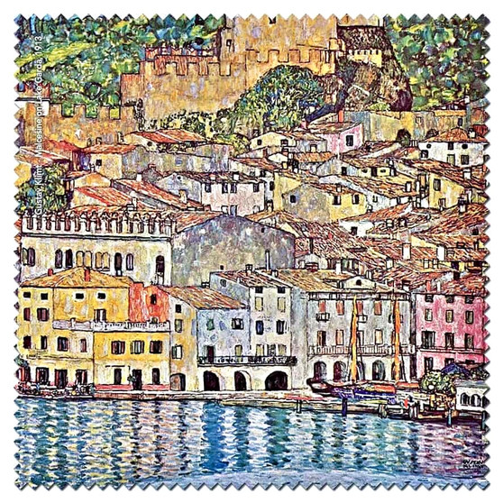 Gustav Klimt Malcesine on Lake Garda Microfiber Cleaning Cloth Made in France