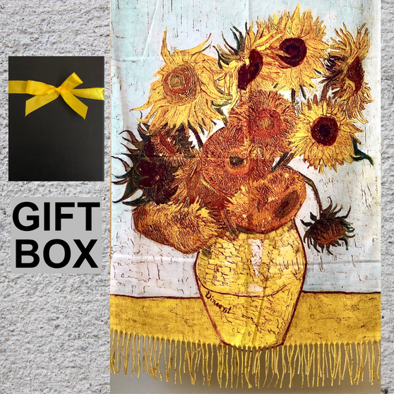 Vincent van Gogh Vase with Twelve Sunflowers Art Thick Soft Shawl Scarf  in Giftbox