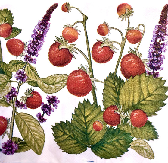 20 Paper Napkins Lavender & Strawberry 33x33cm