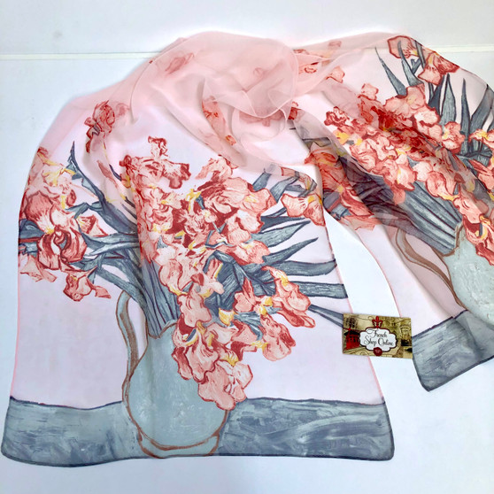 Vincent van Gogh Vase with Irises Pink Lightweight scarf