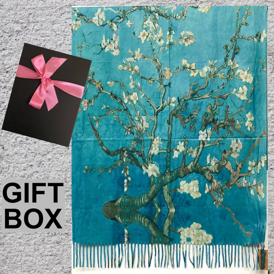 Vincent van Gogh Almond Blossom Art Thick Soft Shawl Scarf  in Giftbox