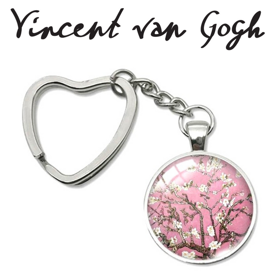 Vincent van Gogh Almond Blossom Pink Keychain Keyring