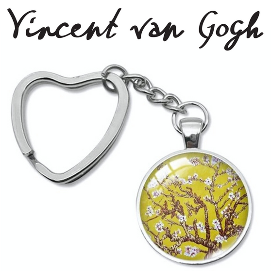 Vincent van Gogh Almond Blossom Yellow Keychain Keyring