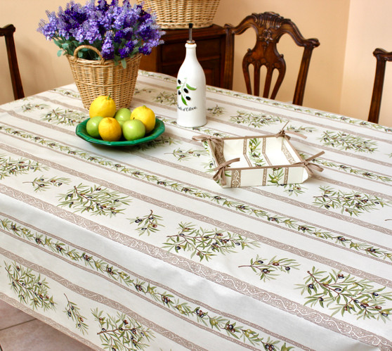 Clos des Oliviers Ecru French Tablecloth 155x200cm 6Seats Made in France