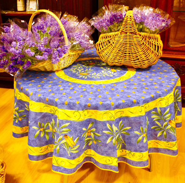 Cicada French Tablecloth Round180cm COATED Made in France