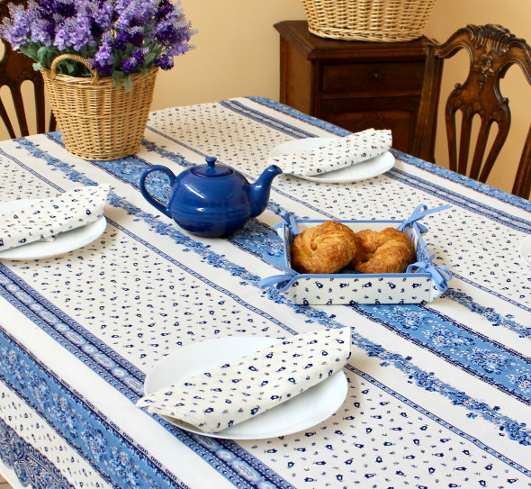 Marat Avignon Tradition White 155x350cm 12seats COATED French Tablecloth Made in France