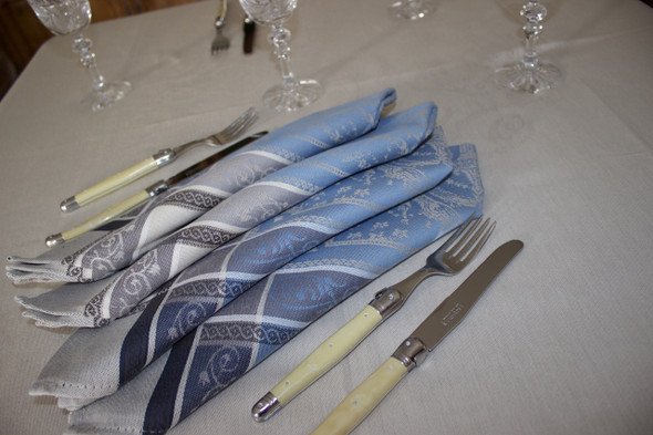 Versaille Blue French Jacquard Napkin Made in France