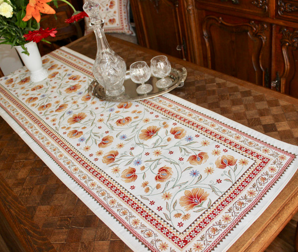 Sillans Rust 49x160cm French Thick Jacquard Tapestry Style Runner Made in France