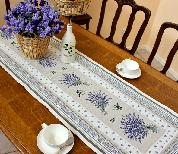 Castillon Grey 49x162cm French Thick Jacquard Tapestry Style Runner Made in France