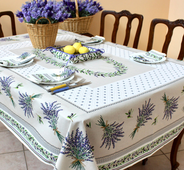 200 x 150 cm – 6 seats – Rectangular French Tablecloth – Cotton – Lauris Ecru – Made in France 200 x 150 cm – 6 seats – Rectangular French Tablecloth – Cotton – Lauris Ecru – Made in France