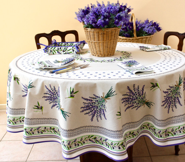180cm Round French Tablecloth Cotton Lavender olives 180cm Round French Tablecloth Cotton Lavender olives