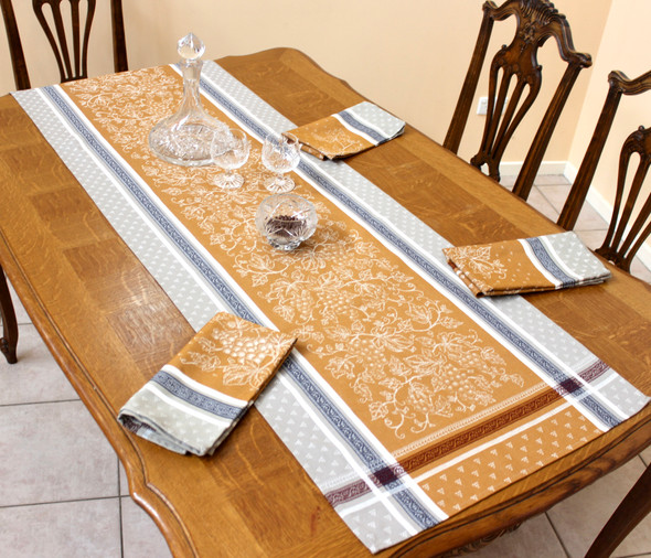 Coteau Cinnamon 53x164cm Jacquard Runner Made in France