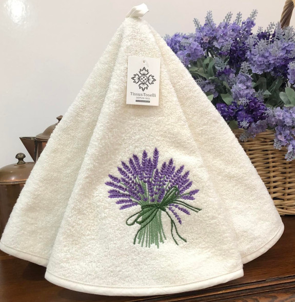 Lavender Ecru French Round Hand Towel