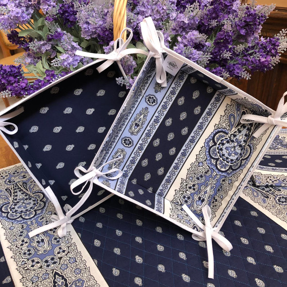 Reversable French Bread Basket Marat Bastide Navy Made in France