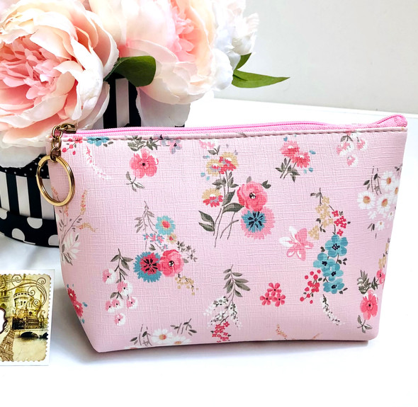 Chic Cosmetic Bag - Romantic Flowers Pink 