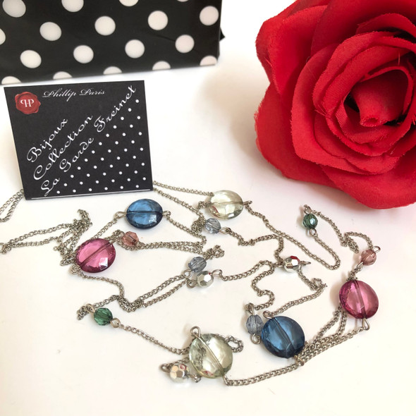 Candy Pink Blue Necklace 44cm long