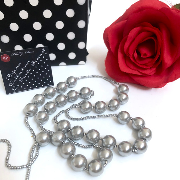 Silver Pearls Necklace 48cm long 