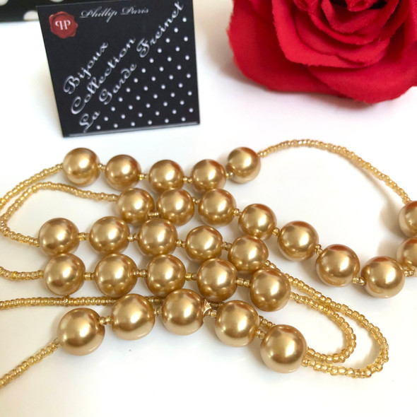 Gold Pearls Necklace 48cm long 
