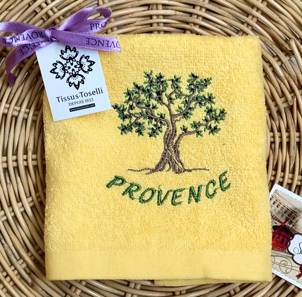 Guest Hand Towel Embroidered Yellow Olive Tree