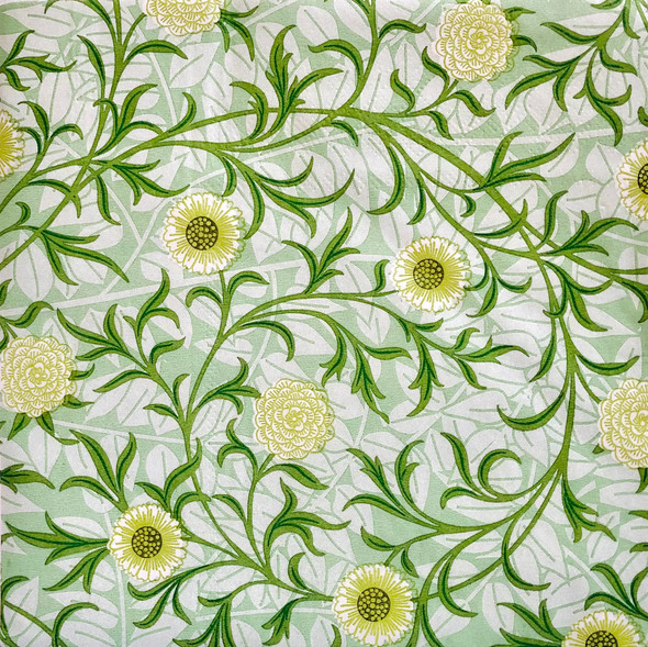 William Morris Scroll paper napkins with green botanical Arts and Crafts pattern, 33x33cm luncheon napkins