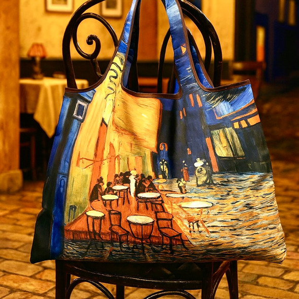 Vincent van Gogh – Café Terrace at Night Foldable Shopper Bag Vincent van Gogh – Café Terrace at Night Foldable Shopper Bag