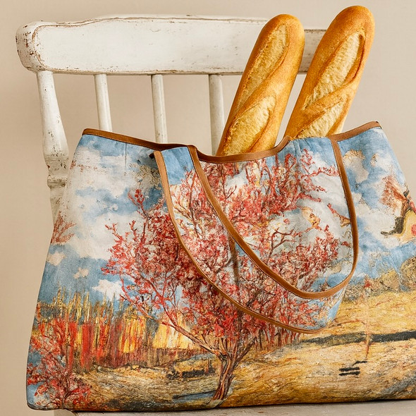 Vincent van Gogh – Peach Trees in Blossom Foldable Shopper Bag Vincent van Gogh – Peach Trees in Blossom Foldable Shopper Bag