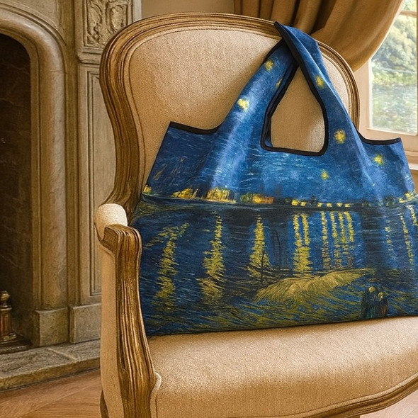 Vincent van Gogh – Starry Night Over the Rhône Foldable Shopper Bag Vincent van Gogh – Starry Night Over the Rhône Foldable Shopper Bag